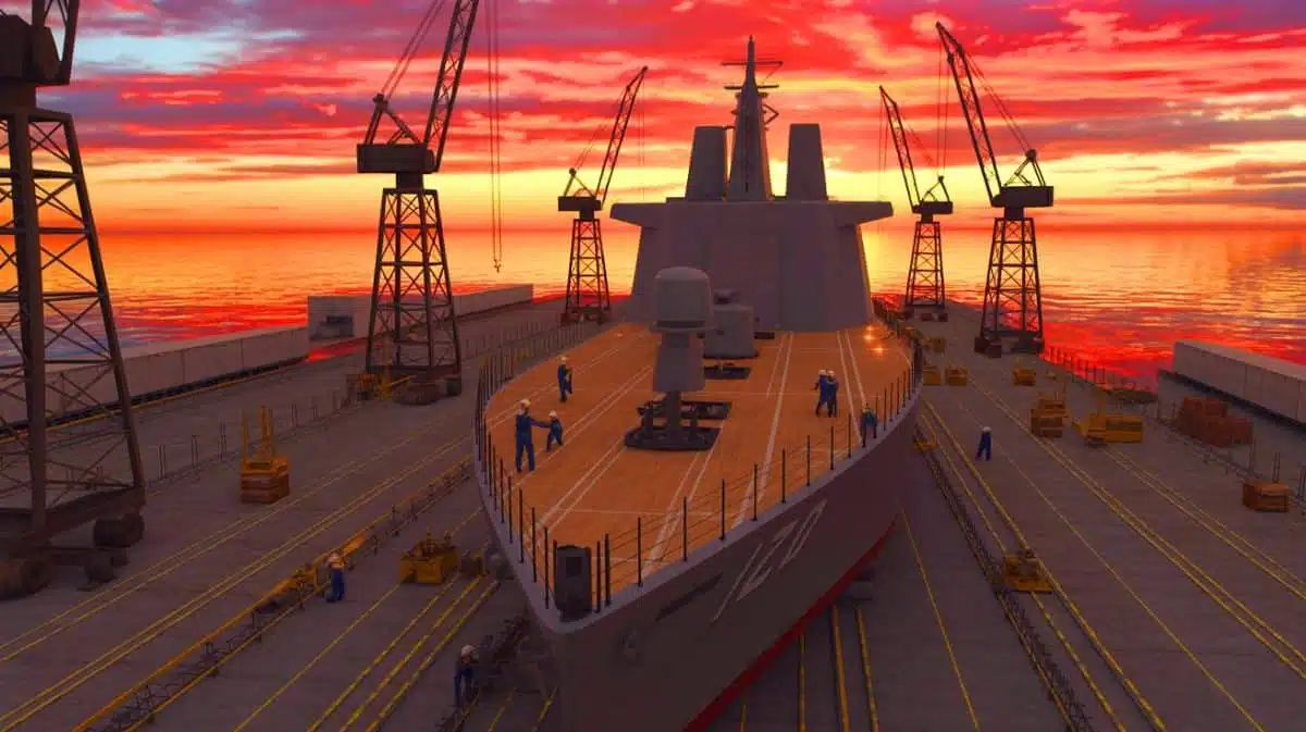 Illustration of the strategic expansion of the U.S. Navy's fleet through international collaboration. Image generated by AI.