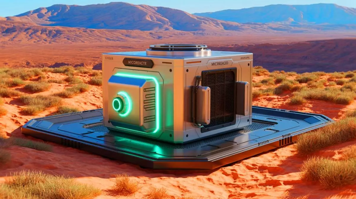 Illustration of the Kaleidos microreactor designed for deployment in remote environments. Image generated by AI.