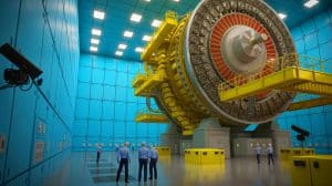Illustration of Iran's nuclear facility under inspection by IAEA representatives. Image generated by AI.