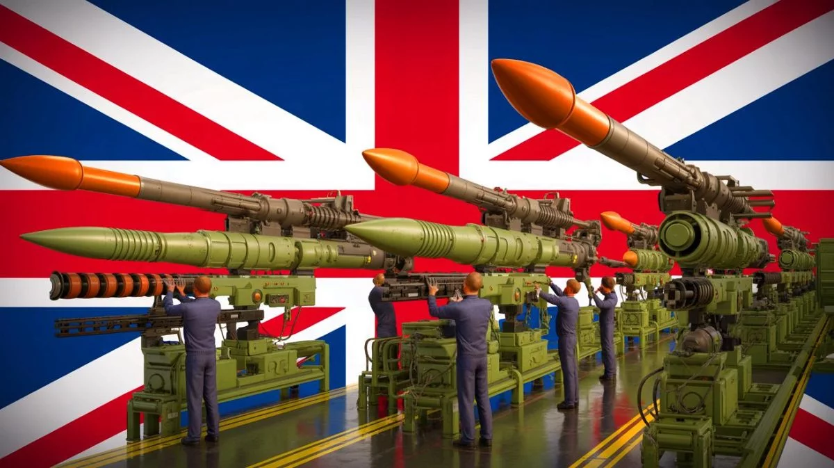 Illustration of the UK's procurement of 7,000 domestically built long-range weapons as part of the Strategic Defence Review. Image generated by AI.