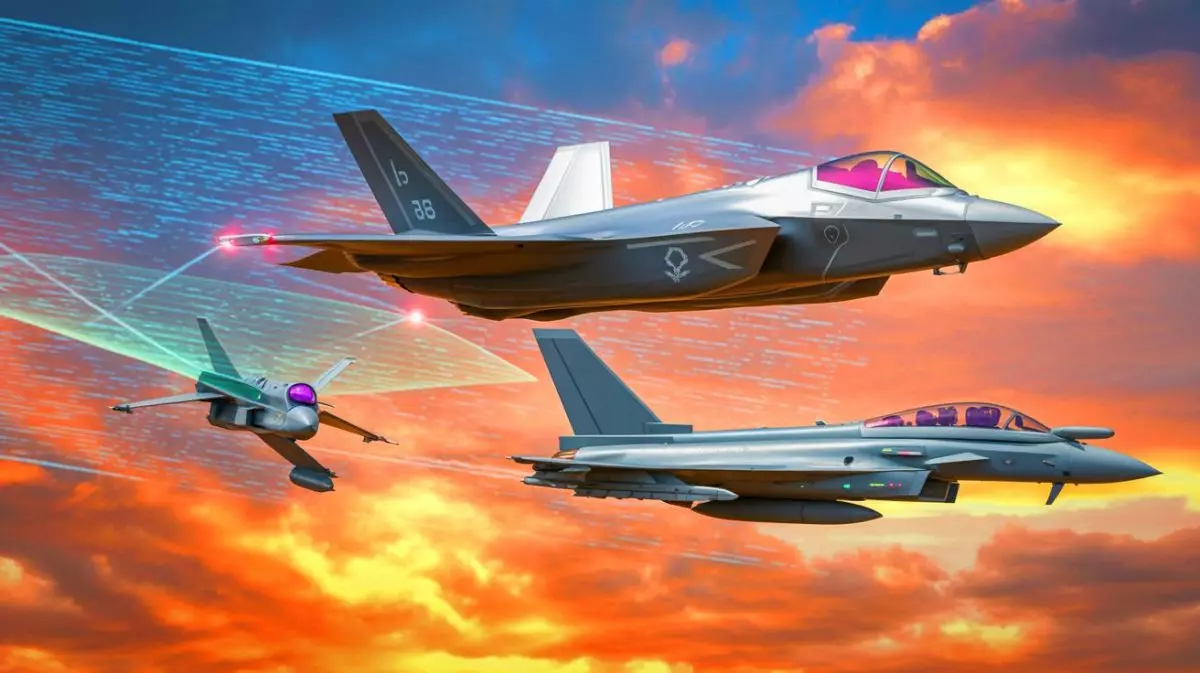 Illustration of the Royal Air Force's StormShroud drone supporting F-35B and Eurofighter Typhoon jets. Image generated by AI.
