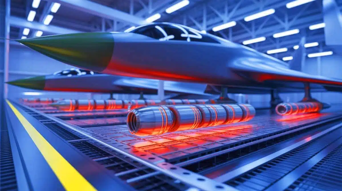 Illustration of a new carbide ceramic capable of withstanding extreme temperatures in aerospace applications. Image generated by AI.