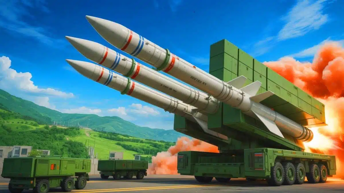 Illustration of China's rapid expansion of its nuclear arsenal and its impact on global security. Image generated by AI.