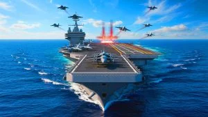 Illustration of the Fujian aircraft carrier during its sea trial. Image generated by AI.