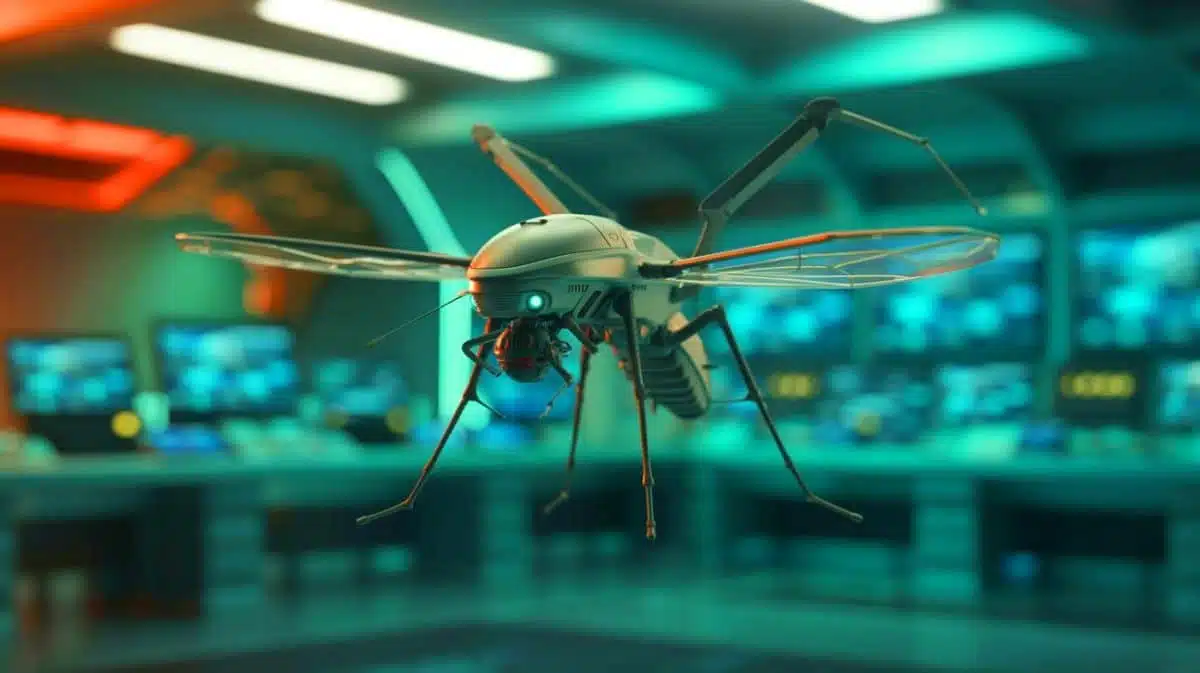 Illustration of a mosquito-sized spy drone developed by China's military. Image generated by AI.