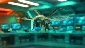 Illustration of a mosquito-sized spy drone developed by China's military. Image generated by AI.