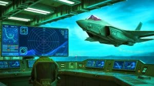 Illustration of a 6G electronic weapon system capable of jamming F-35 fighter radars. Image generated by AI.
