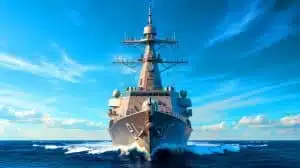 Illustration of the Type 055 destroyer Lhasa enhanced with airborne early warning systems. Image generated by AI.