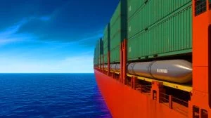 Illustration of China's Containerized Sea Defense Combat System disguised as a shipping container. Image generated by AI.
