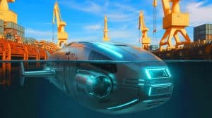 Illustration of China's massive underwater drone being developed at a Guangzhou shipyard. Image generated by AI.