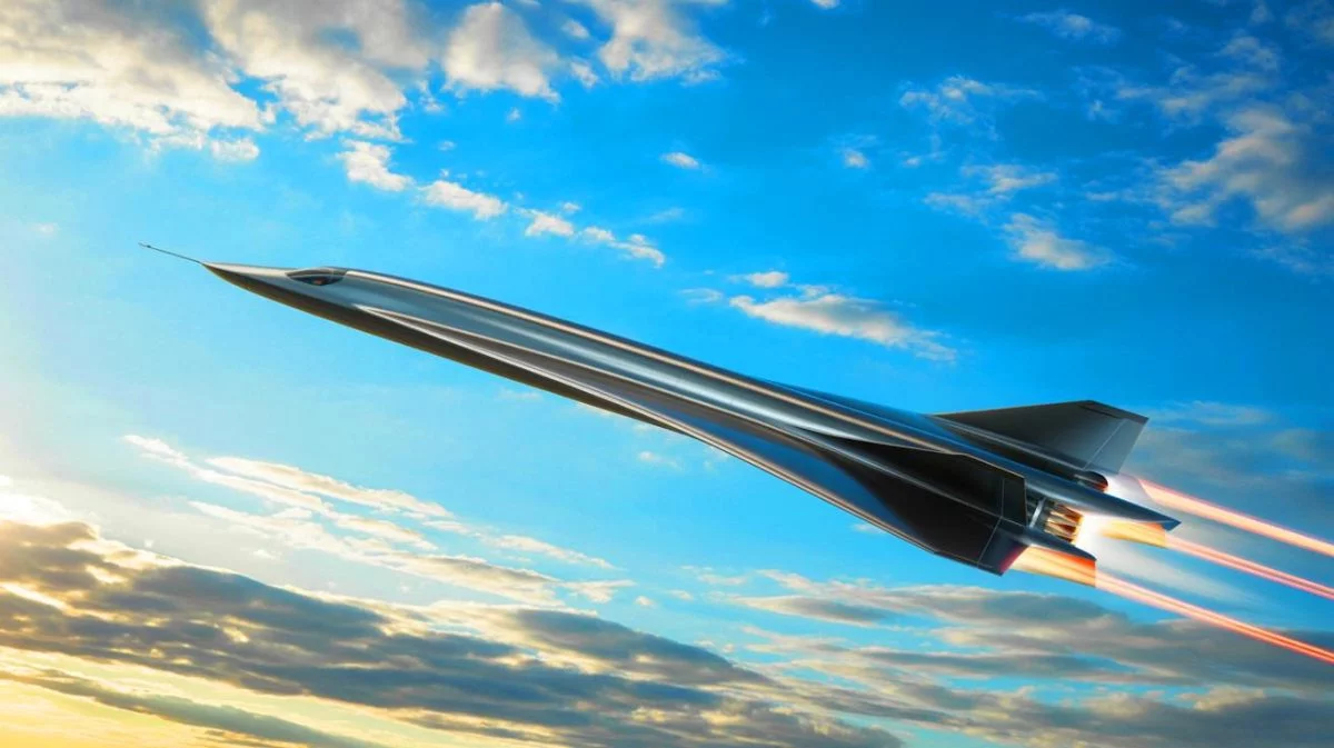 Illustration de l'avion hypersonique SR-72 "Son of Blackbird" en vol. Image réalisée par IA.