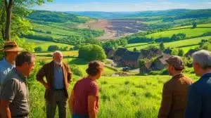 Illustration de la découverte d'un gisement de thorium dans une commune du Cantal, exploité par une entreprise chinoise. Image réalisée par IA.