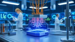 Illustration de l'amplificateur ultra-efficace développé par l'Université de technologie de Chalmers pour l'informatique quantique. Image réalisée par IA.
