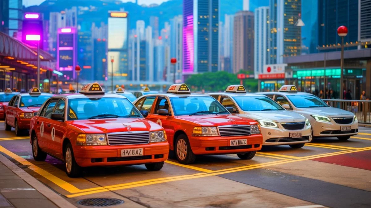 Illustration of the complex dynamics of Hong Kong's taxi industry amidst regulatory changes. Image generated by AI.