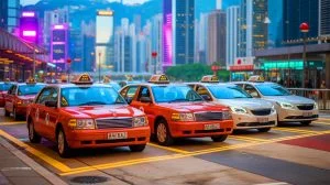 Illustration of the complex dynamics of Hong Kong's taxi industry amidst regulatory changes. Image generated by AI.