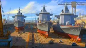 Illustration of Europe's naval shipyard consolidation challenges and international collaboration. Image generated by AI.