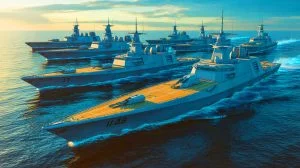 Illustration de la modernisation de la flotte navale américaine face à la montée en puissance de la Chine. Image réalisée par IA.