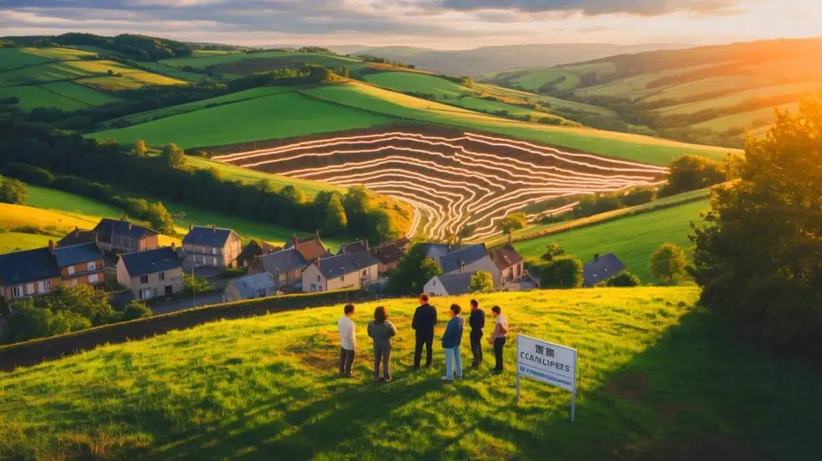 Illustration of a small French commune dealing with the impact of a thorium discovery and international resource negotiations. Image generated by AI.