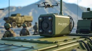 Illustration of the Pulsar-L electronic warfighter system by Anduril Industries. Image generated by AI.