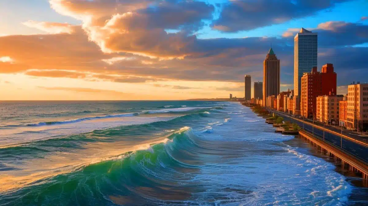 Illustration of Earth's ongoing warming due to climate inertia and sea-level rise. Image generated by AI.