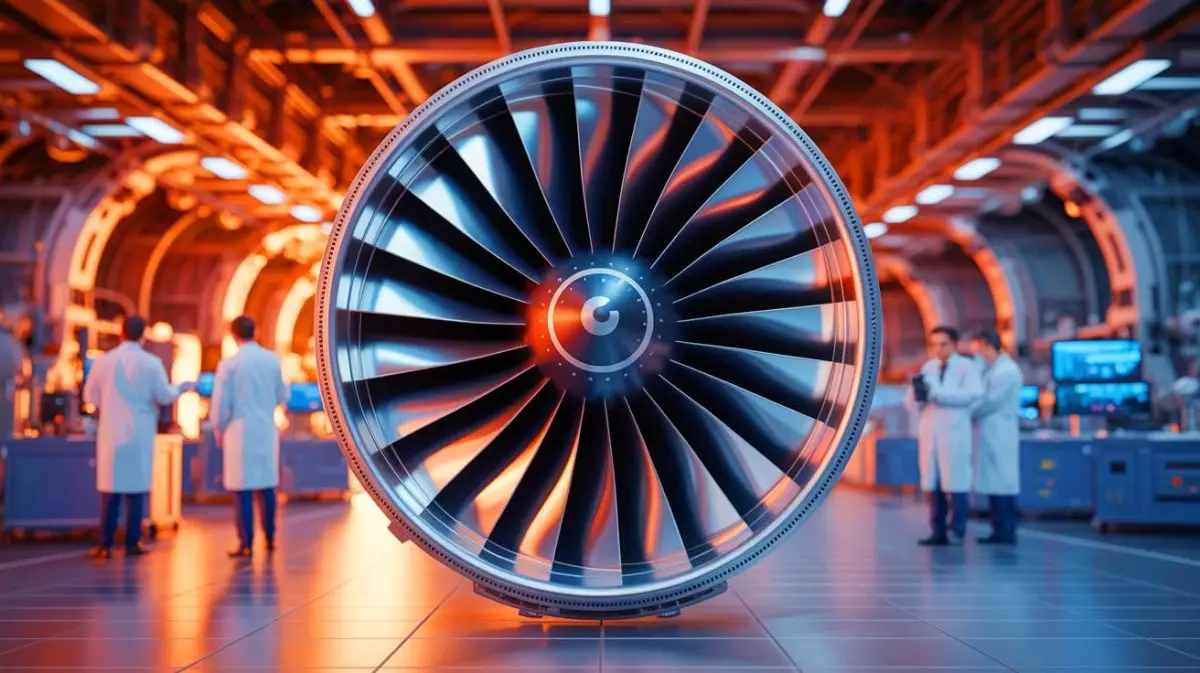 Illustration de la nouvelle turbine auto-refroidissante développée pour améliorer la performance des moteurs à réaction. Image réalisée par IA.