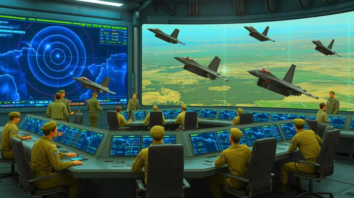 Illustration de l'arme 6G chinoise capable de brouiller les radars des F-35. Image réalisée par IA.