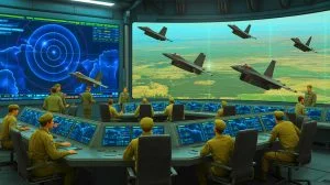 Illustration de l'arme 6G chinoise capable de brouiller les radars des F-35. Image réalisée par IA.
