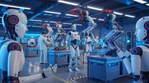 Illustration de l'investissement d'Honor dans l'intelligence artificielle et la robotique. Image réalisée par IA.