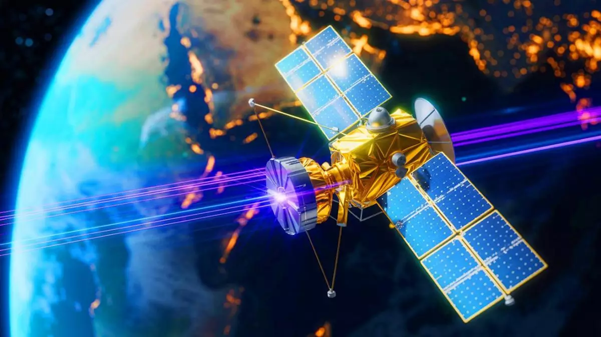 Illustration de la vulnérabilité du satellite quantique Micius face aux cyberattaques. Image réalisée par IA.