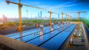 Illustration de la future centrale de batteries de Tesla en Chine. Image réalisée par IA.