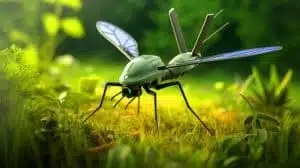 Illustration de nanodrone espion chinois de la taille d'un moustique. Image réalisée par IA.