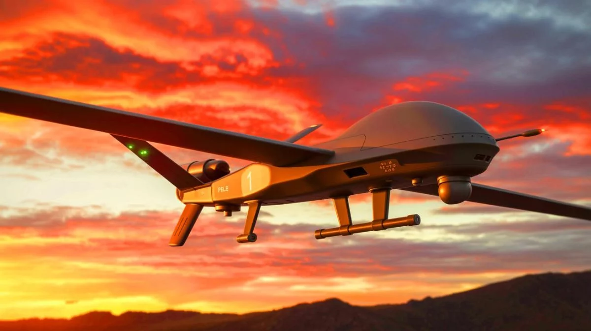 Illustration de PELE, le drone innovant conçu pour améliorer la portée et la survie en milieu hostile. Image réalisée par IA.