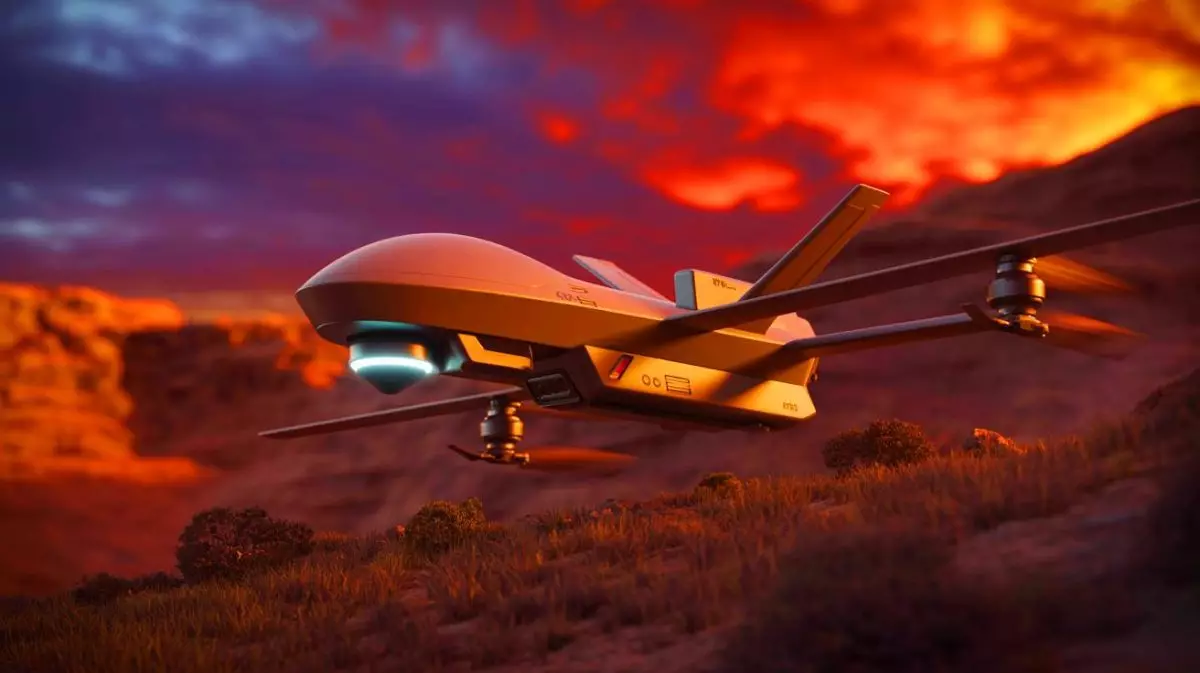 Illustration de la technologie de propulsion hybride-électrique du drone GHOST de General Atomics. Image réalisée par IA.