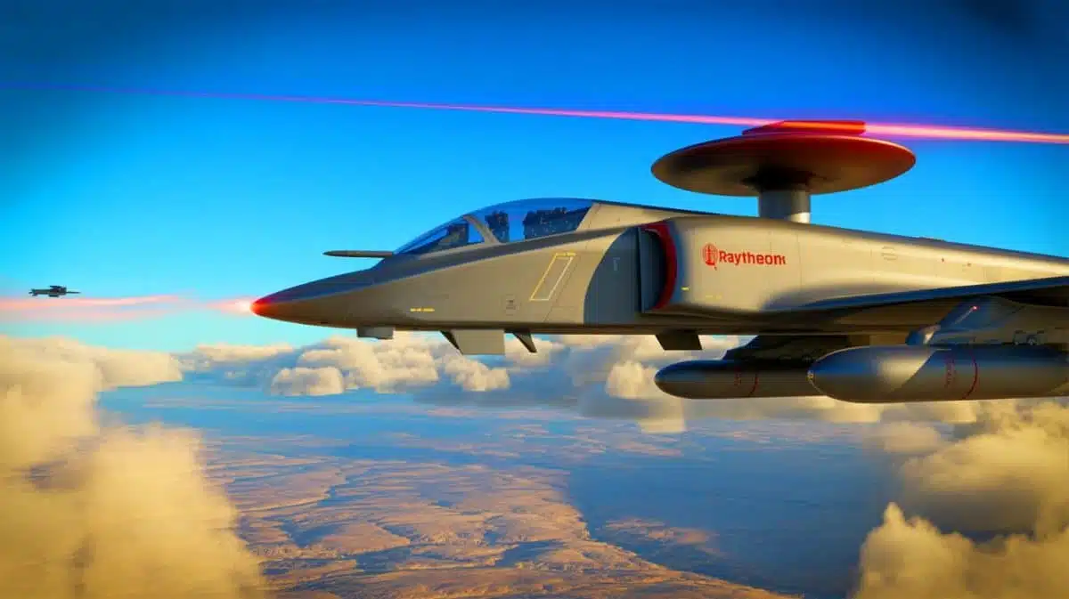 Illustration de la première réussite du test en vol du radar PhantomStrike de Raytheon. Image réalisée par IA.