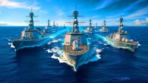 Illustration de l'expansion future de la flotte d'escorte de la Royal Navy. Image réalisée par IA.