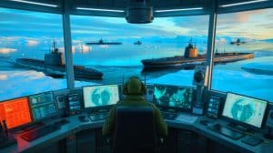 Illustration de la surveillance des activités russes dans l'Arctique par intelligence artificielle. Image réalisée par IA.
