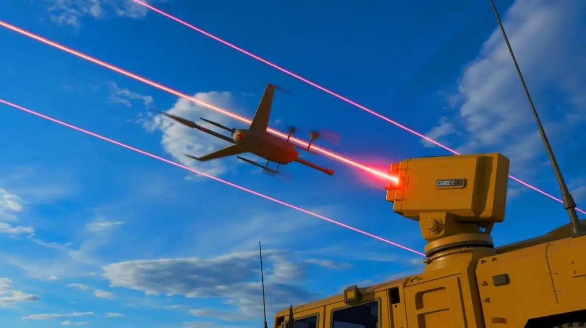 “Military Laser Destroys Enemy Drone”: This Shocking New Weapon Just Changed Everything in Real Battlefield Conditions Illustration of Israel's high-power laser system intercepting a drone in combat. Image generated by AI.