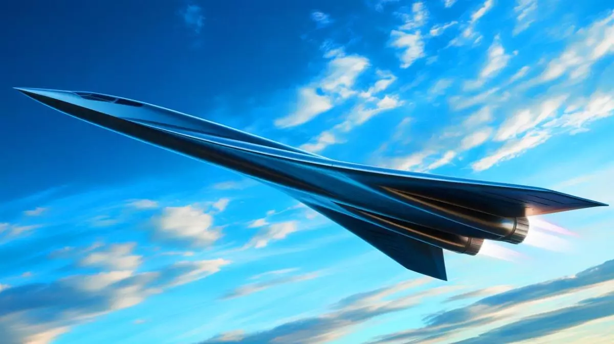 Illustration de l'avion hypersonique SR-72 "Son of Blackbird" en vol. Image réalisée par IA.