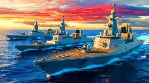 Illustration de la modernisation de la flotte américaine face à la montée en puissance navale de la Chine. Image réalisée par IA.