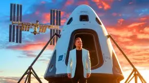 Illustration of Elon Musk's Dragon spacecraft amid geopolitical tensions with former President Donald Trump. Image generated by AI.