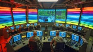 Illustration of the United States Air Force transmitting unusually long Emergency Action Messages. Image generated by AI.