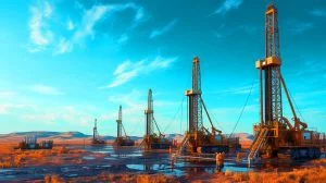 Illustration of a monumental oil reserve discovery in an unexplored region. Image generated by AI.