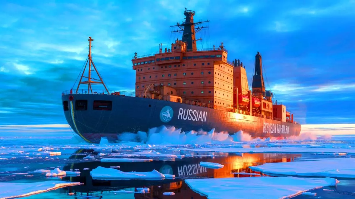 Illustration de la flotte de brise-glaces nucléaires russes dans l'Arctique. Image réalisée par IA.