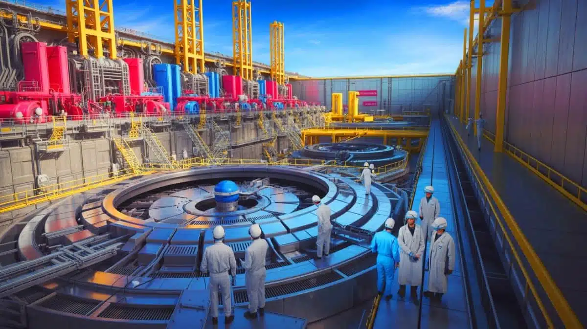 Illustration de la préparation du premier plasma dans le réacteur ITER. Image réalisée par IA.