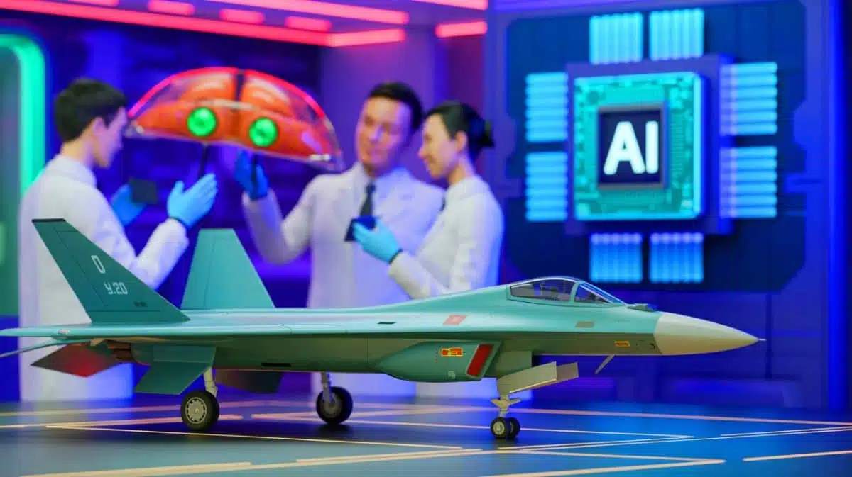 Illustration de percées scientifiques chinoises dans la technologie des radars, la vision artificielle et les puces IA. Image réalisée par IA.