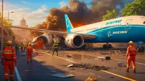 Illustration de l'accident tragique du Boeing 787-8 d'Air India en Inde. Image réalisée par IA.