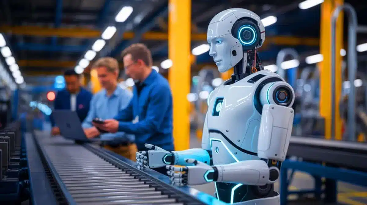 Illustration de l'innovant robot humanoïde HMND 01 de l'entreprise Humanoid. Image réalisée par IA.