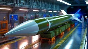 Illustration of Russia's Oreshnik hypersonic missile in development as part of military modernization. Image generated by AI.
