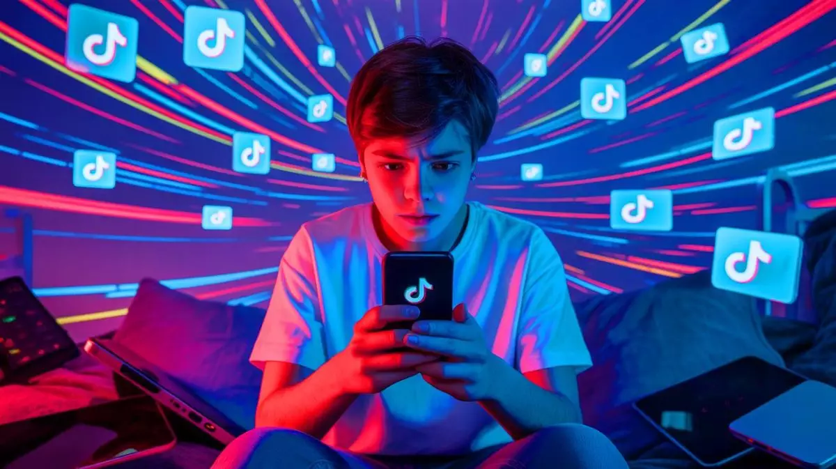 Illustration de l'impact des vidéos TikTok sur la santé mentale des adolescents. Image réalisée par IA.