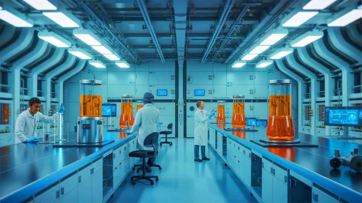 Illustration of the Argonne National Laboratory project utilizing transmutation technologies for nuclear waste management. Image generated by AI.